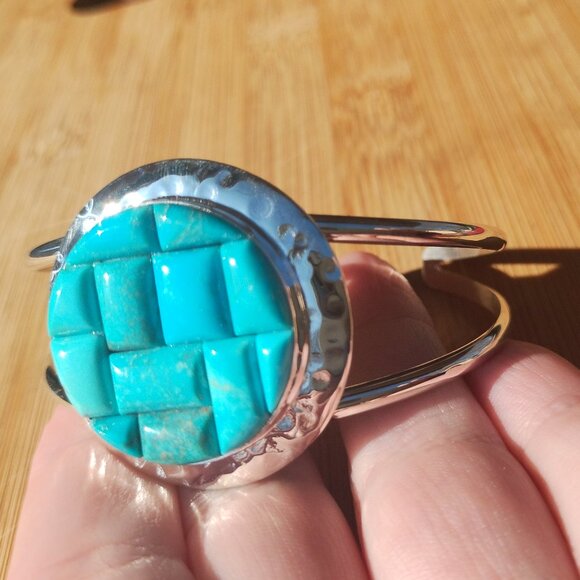 Jay King Sterling Silver Turquoise Inlay Cuff Bracelet Gallery Collection NIB - Picture 3 of 12